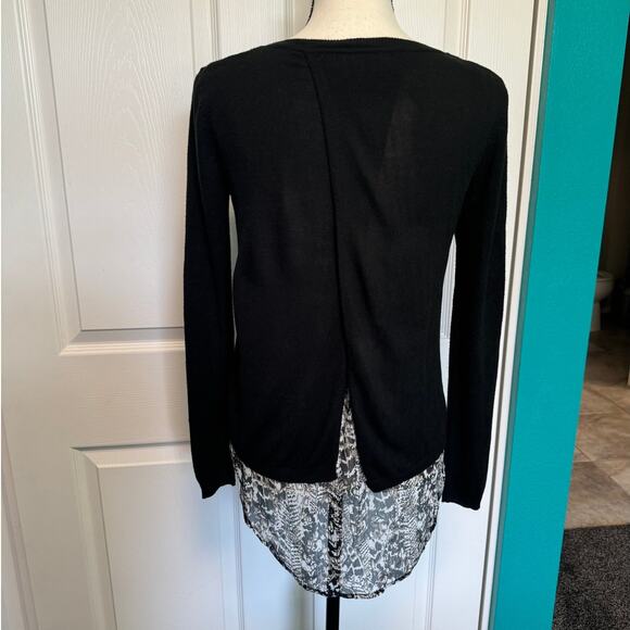 Verve Blues Tulip Back Black Double Layer Sweater Animal Print Women's Small - Picture 6 of 11